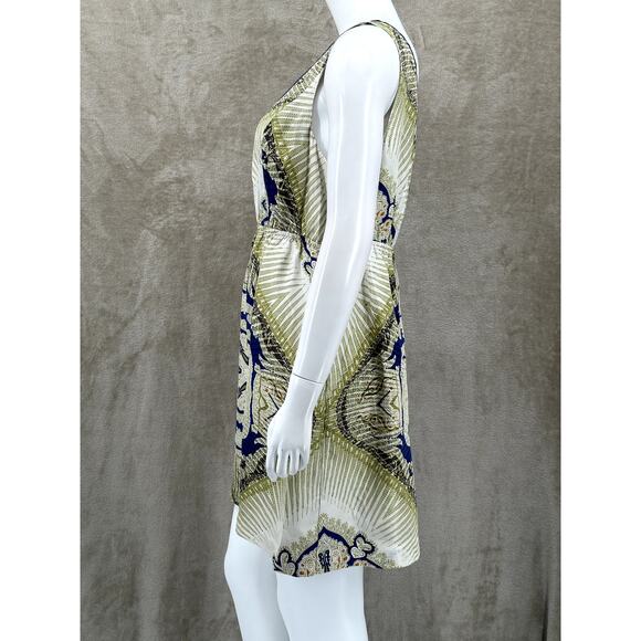 Edme & Esyllte Anthropologie Dress Women Medium Geo Scarf Print 100% Silk Boho - Picture 4 of 9